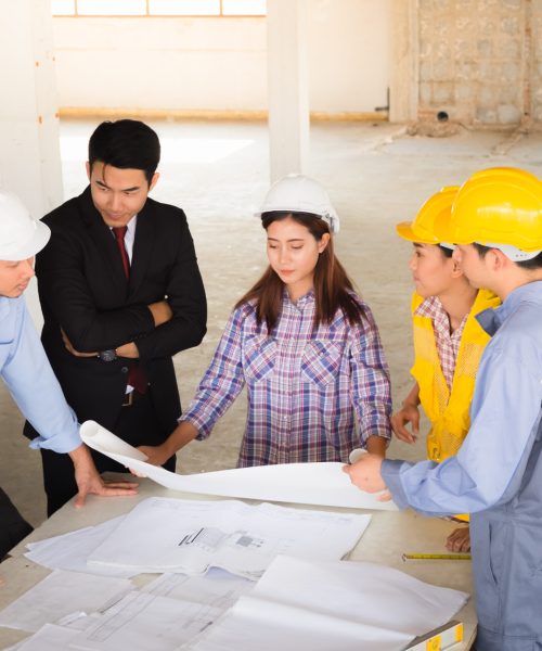 Professional engineer are planning construction