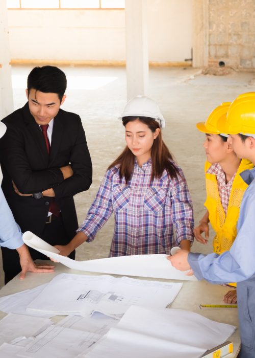 Professional engineer are planning construction